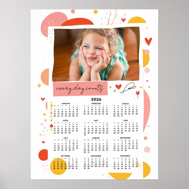 Photo Calendar 2026 Every Day Counts Poster 18x24 (Frente)