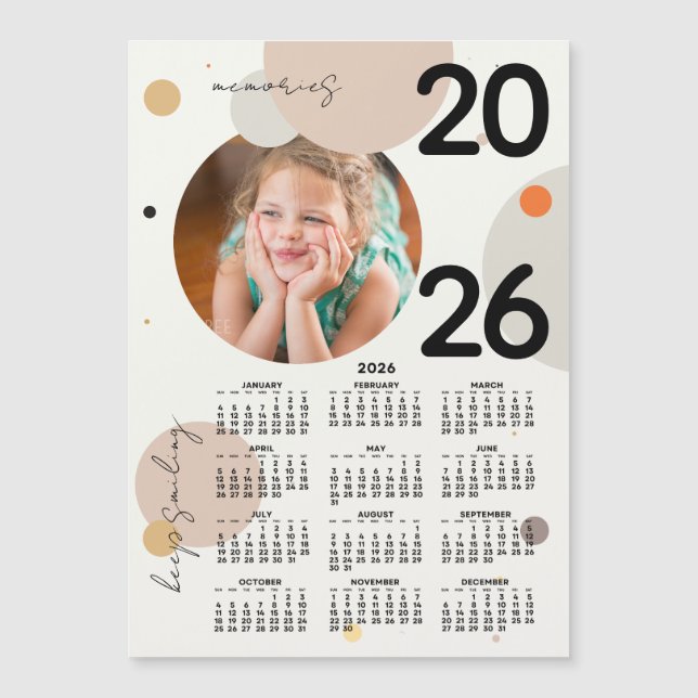 Photo Calendar 2026 Keep Smiling Magnet (Frente)