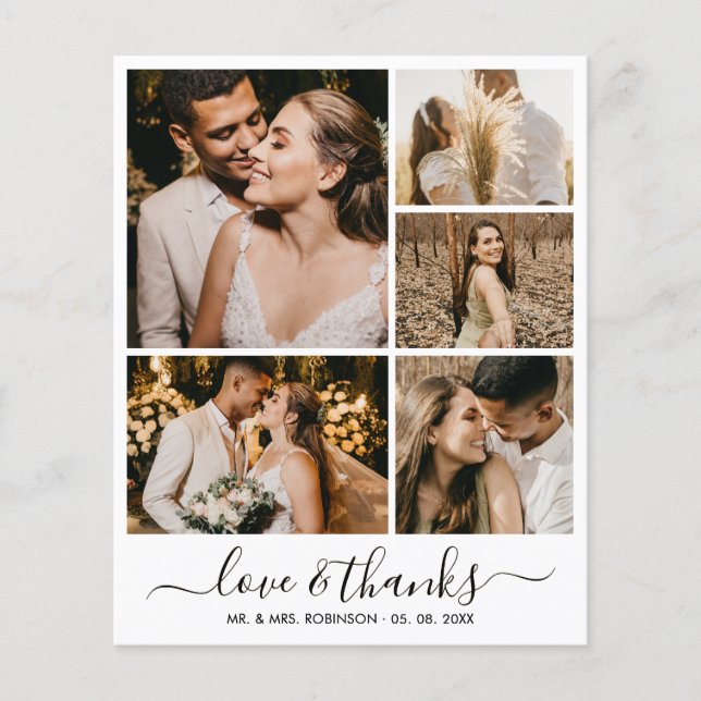 Photo Collage Love and Thanks Wedding Thank You  (Frente)