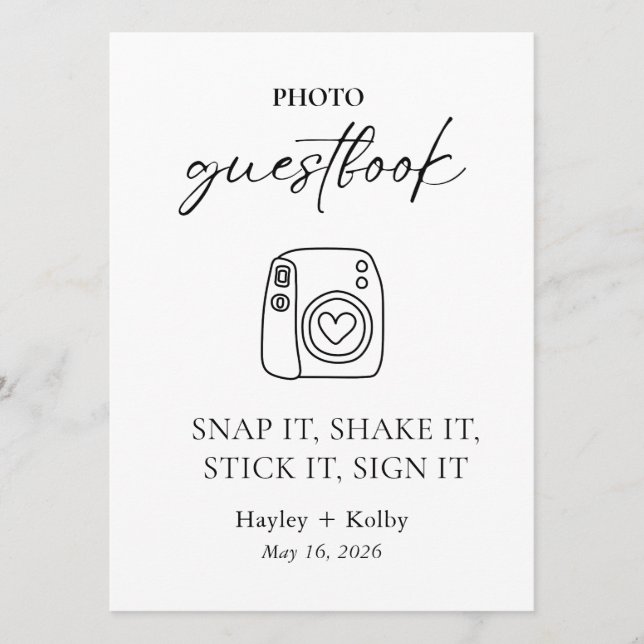 Photo Guestbook Table Top Sign/Card for Framing (Frente)