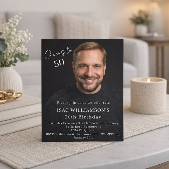 Photo man cheers birthday invitation (Criador carregado)