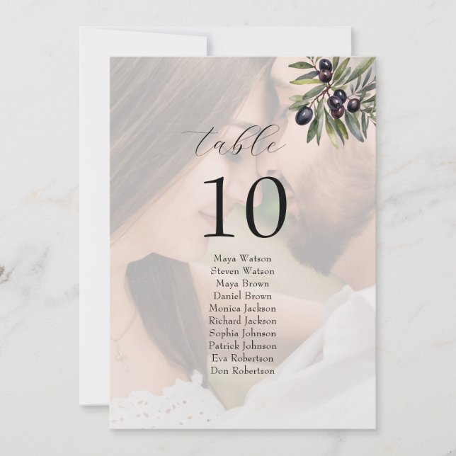 Photo Olive Ivory Wedding Seating Chart (Frente)