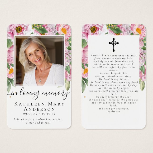 Photo Sympathy Funeral Memorial Prayer Card (Frente & Verso)
