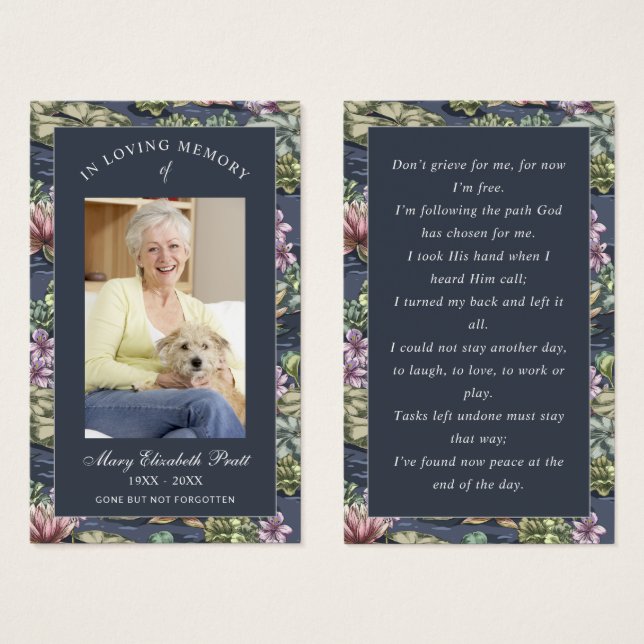 Photo Sympathy Funeral Memorial Prayer Cards (Frente & Verso)