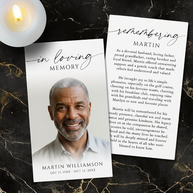 Photo Sympathy Funeral Remembrance Prayer Card (Criador carregado)