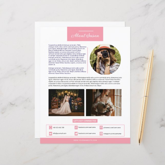 Photographer About Me Page Template  (Frente/Verso In Situ)