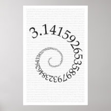 Pi e dígitos em espiral - Poster de matemática