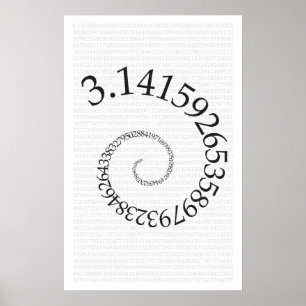 Pi e dígitos na espiral - poster da matemática