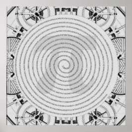 Pi em uma espiral para 2.210 dígitos na Poster da
