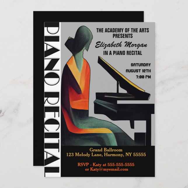 Piano Considerando 1 Convite para Abstrato mínimo  (Frente/Verso)