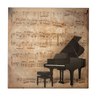 Piano de cauda com notas da música