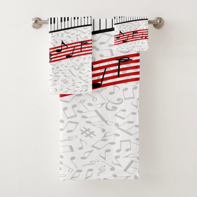 Piano e músicas - Conjunto de toalhas de banho ver (Insitu)