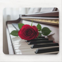 Piano e uma rosa - Mouse pad elegante para músicos