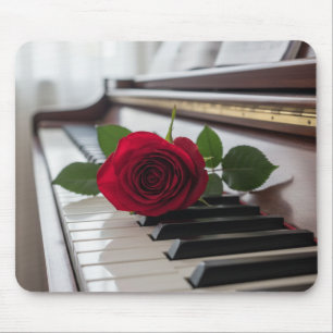 Piano e uma rosa - Mouse pad elegante para músicos