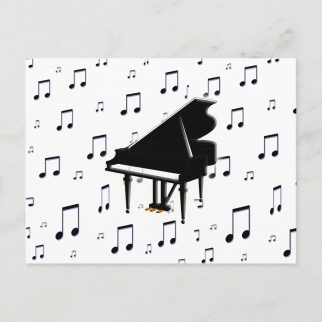 Piano Grande e Notas de Música (Frente)
