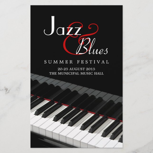 Piano Jazz Blues Music Concert Flyer (Frente)