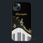 Piano Keyboard Music<br><div class="desc">Um padrão preto,  dourado e branco feito de notas musicais e um teclado de piano. A capa de telefone perfeita para um amante da música,  músico ou compositor.</div>