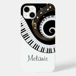 Piano Keys e Dourado Music Notes Galaxy Case