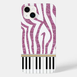 Piano Keys Pink Glitter Zebra Print