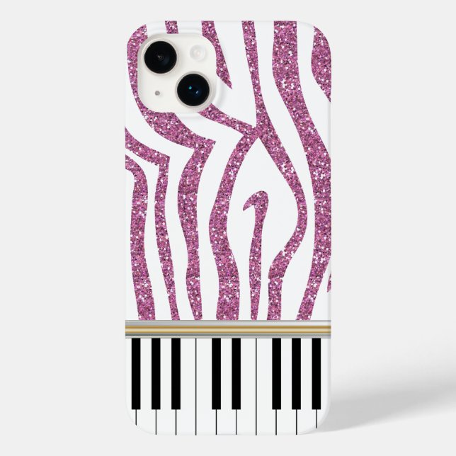 Piano Keys Pink Glitter Zebra Print (Verso)