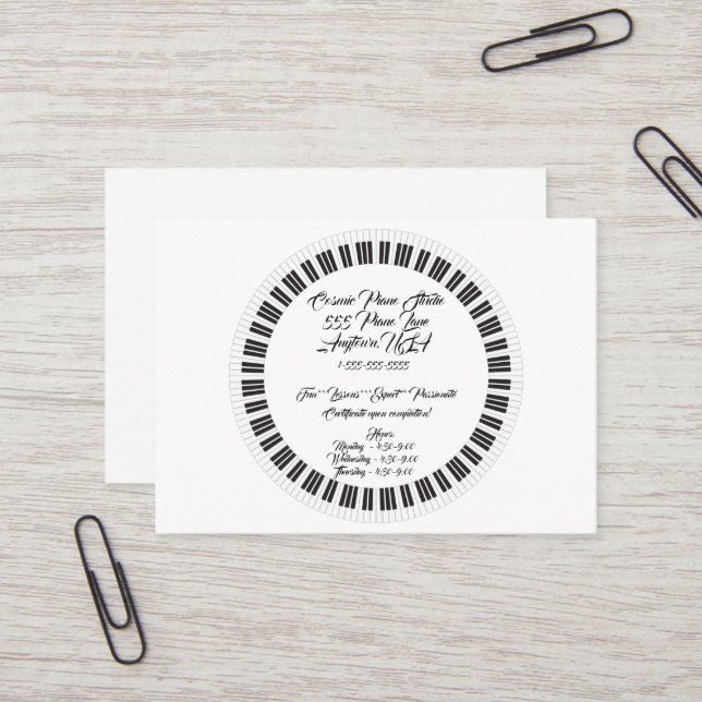 Piano Lesson Studio Cartão de visita (Frente/Verso In Situ)