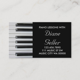 Piano Lições de Música Cartão de visita