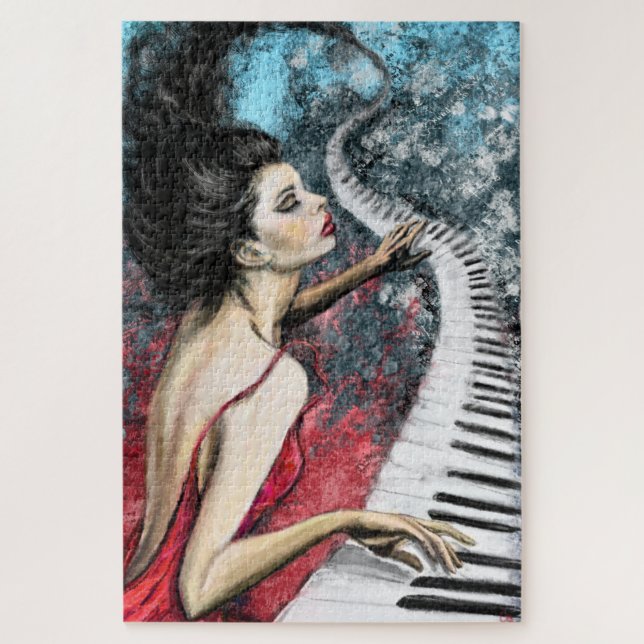 Piano Sentindo Música Jigsera Quebra-cabeça (Vertical)