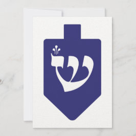 Pião Dreidel Azul-Índigo para Hanukkah com a Letra