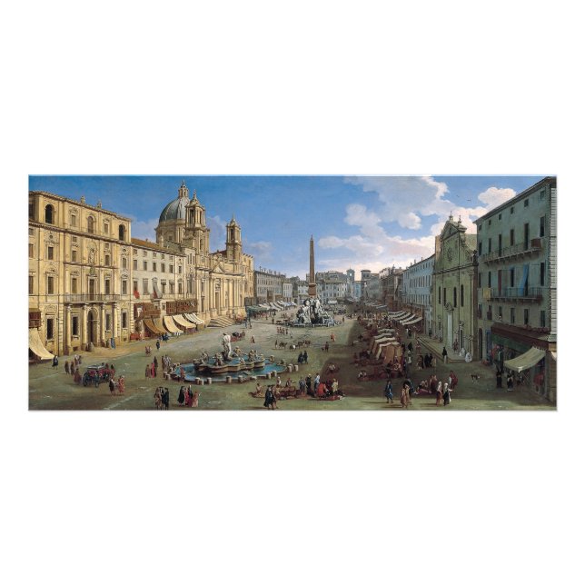 Piazza Navona, cartão de rack de arte Roma (Frente)