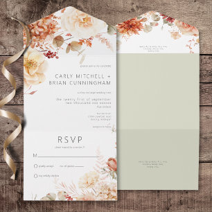 Picada Queda Rust & Blush Boho Floral Sem Janto