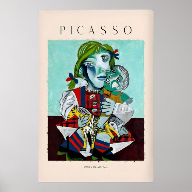 Picasso Maya com Boneca938 Impressão de Retrato Cr (Frente)