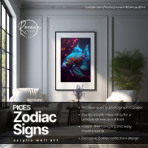 Pices Zodiac Sinais Celestiais Arte de Parede Acrí