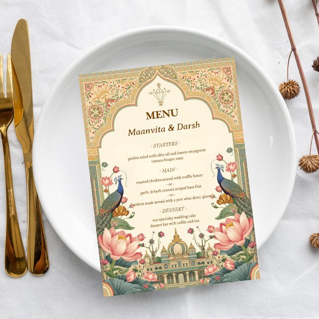 Pichwai Indian Luxury Elegant Wedding Menu (Criador carregado)