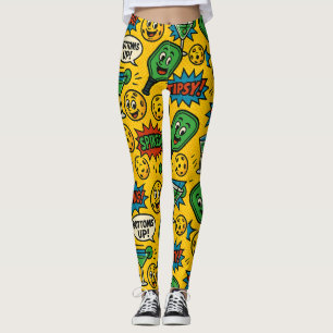 Pickleball Botfs Up! Leggings da Corte Smiley Ball