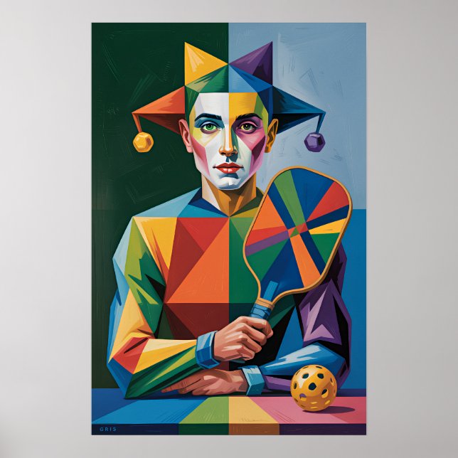 Pickleball Bright Team Jester Paddle Wall Poster (Frente)