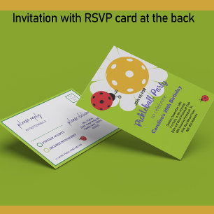 Pickleball Daisy B-day convite + RSVP Card