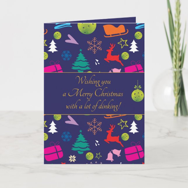 Pickleball 🎄 Feliz Natal, cartão de texto persona (Frente)