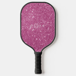 Pickleball paddle com nome de script de brilho ros