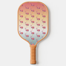 Pickleball Paddle Flamingo Sunset Birds