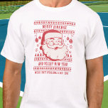 Pickleball Personalizado De Suéter De Natal Engraç<br><div class="desc">Você vai ser atingido nas quadras de picleball durante o feriado com esta camisa incrível. Design apresenta um rosto e bolas de picles de Papais noeis antigos e decorações de natal. Adicione três linhas de texto personalizado. Perfeito para doação de pijama de férias.</div>