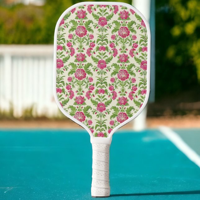 Pickleball Pickleball Pink & Green Damask (Criador carregado)
