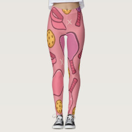 Pickleball Pink Paddle Pattern Leggings esportivas