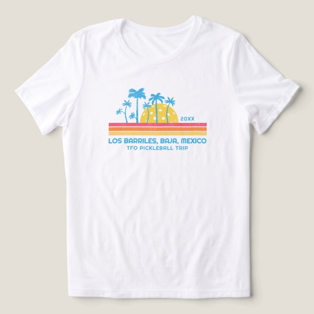 Pickleball Sunset Cool Retro Stripes Custom Text (Design frontal)