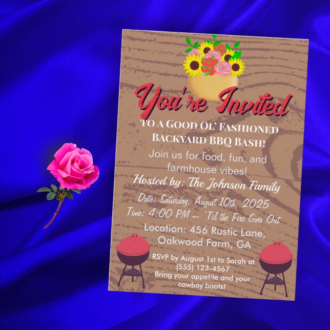 Picnic de quintal de Verão com cartão de CHURRASCO (Criador carregado)