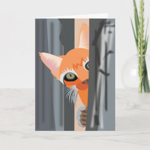 PICO DE ARTE DE GATO GINGER EM CARTÃO DE ANIVERSÁR