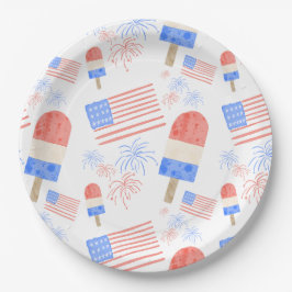 Picolé Patriótico e Pratos do Partido Fireworks