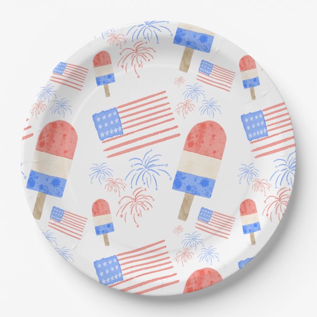 Picolé Patriótico e Pratos do Partido Fireworks (Frente)