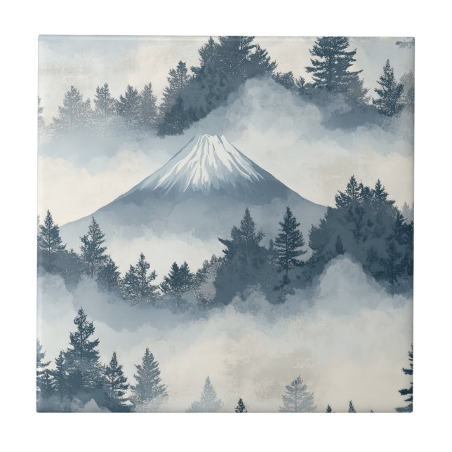 Picos de Montanhas Nevadas Suaves - Azul Branco (Frente)