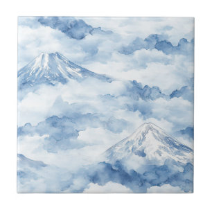 Picos Nebulosos – Paisagem Montanhosa em Aquarela