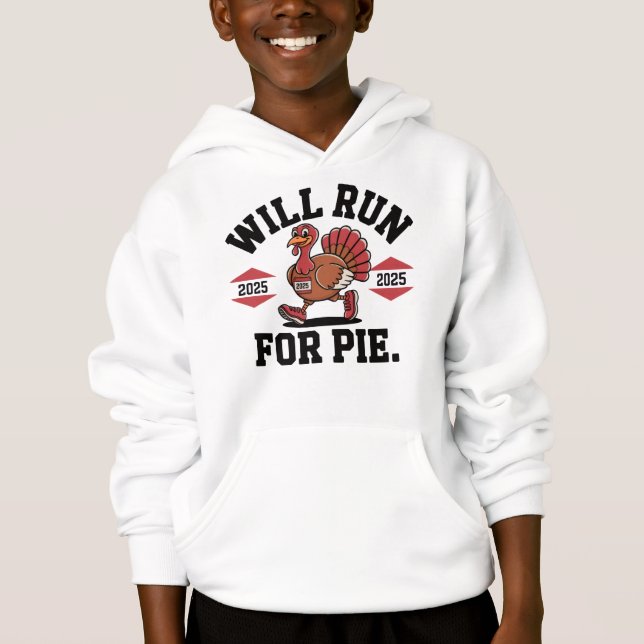"Pie Run Turkey Trot 2025 Funny Hoodie" (Frente)